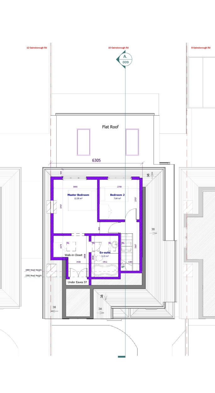 Proposed Loft Plan Floor plan showing a two-bedroom layout with labelled rooms and dimensions.