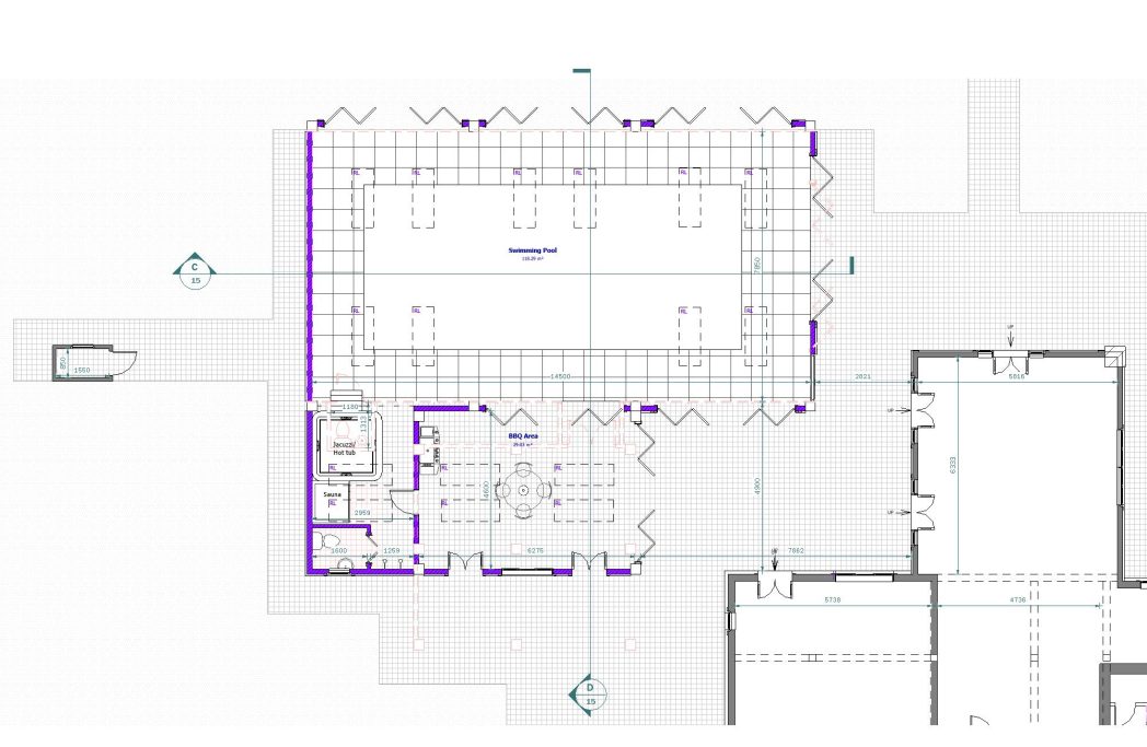 Proposed Out-building Blueprint of a building layout with rooms and dimensions indicated.