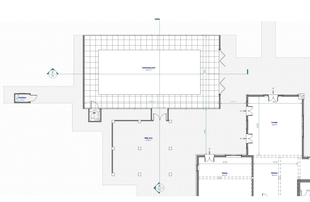 Existing out-building Floor plan with labelled rooms and dimensions, showing layout of a building.