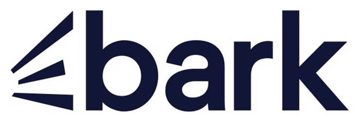 www.Bark.com Logo of Bark, featuring the word "bark" in dark blue with a stylised graphic element.