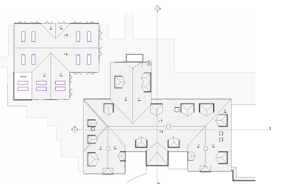 Proposed Roof Plan Architectural floor plan showing a detailed layout of multiple rooms and sections.