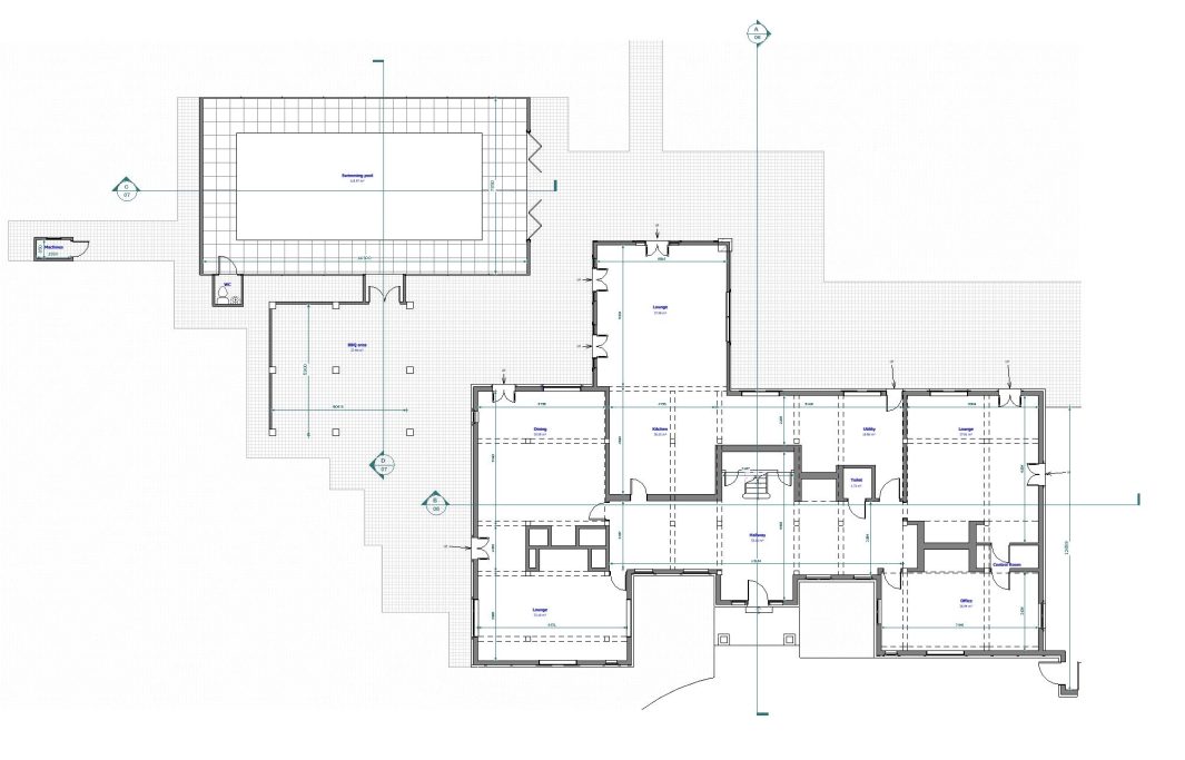 Existing Ground Floor Plan Floor plan layout showing rooms, dimensions, and fixtures.